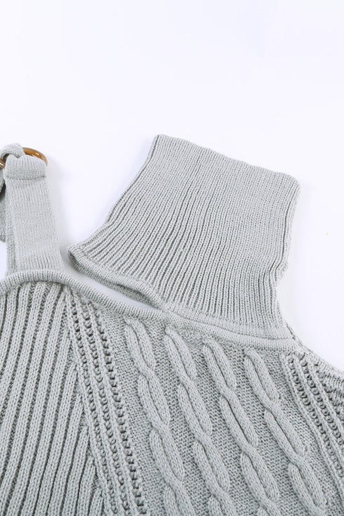 Strapped Cut Out Shoulder Turtleneck Sweater
